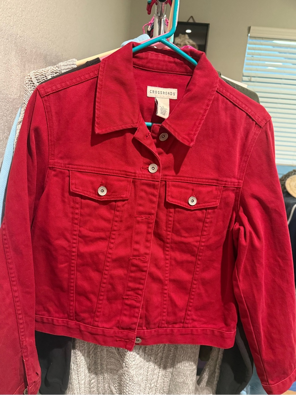 Crossroads, brand vintage size small Women's Red Denim Jacket